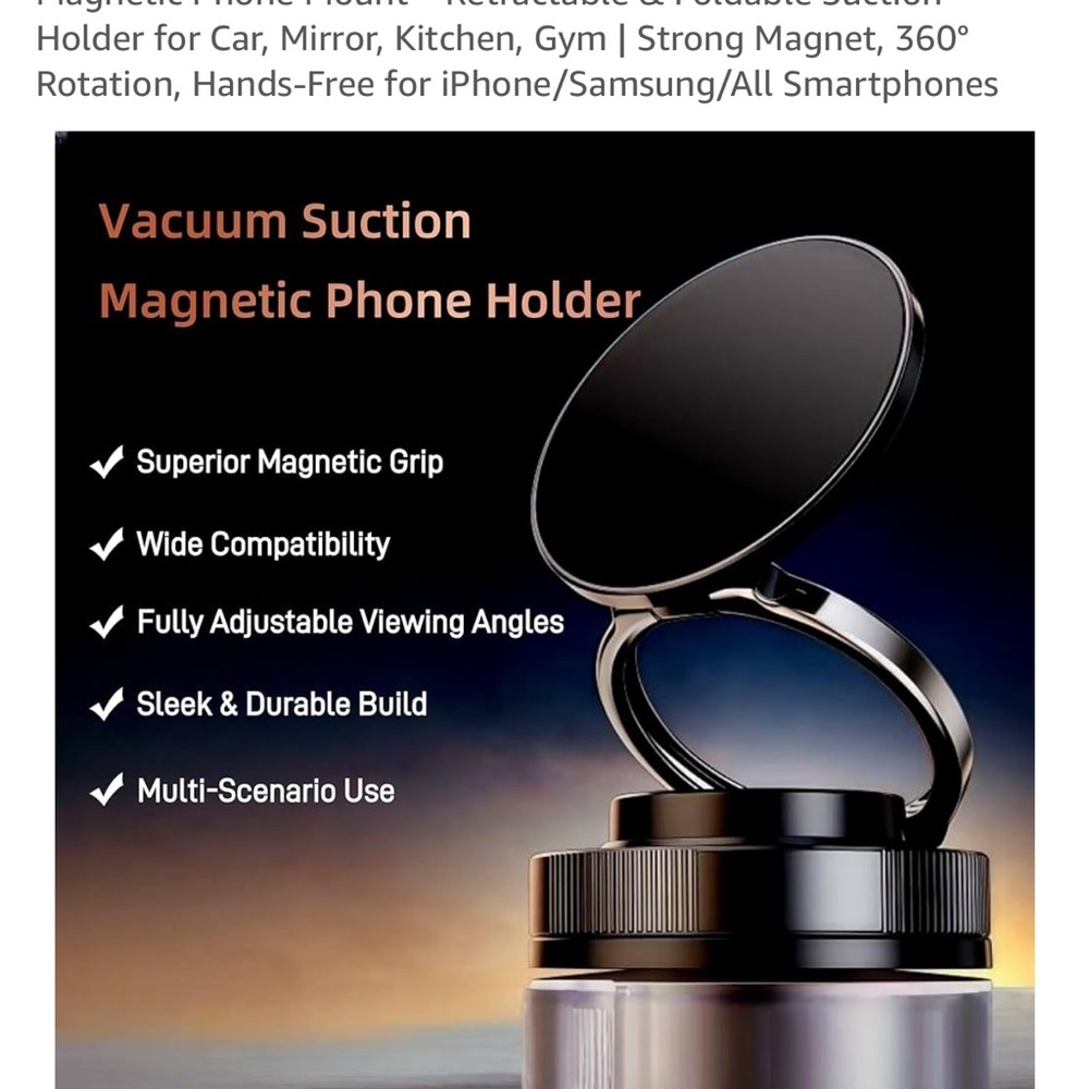 Vacuum Magnetic Suction Phone Holder, Foldable and Retractable Hands-Free - Picture 9 of 9
